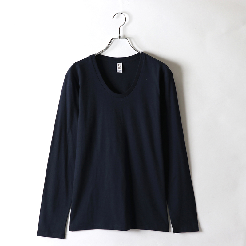 4.3ozスリムフィットUネックロングスリーブTシャツ